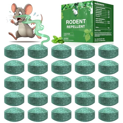 Mouse Rodent Repellent,25 Pack Peppermint Oil Mouse Traps for Rat Mice, Ant, Roach, Spider, Squirrel, Nature Mouse Deterrent for Indoor Outdoor Use, for Garden & Home, Family & Pet Safe GN