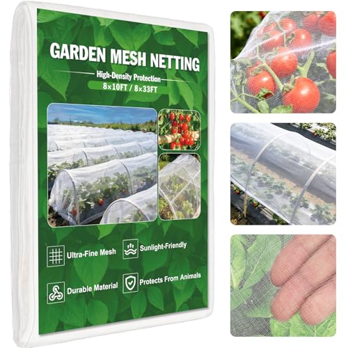 FEED GARDEN Garden Netting 8x10FT Ultra-Fine Mesh PE Cover for Vegetables Fruits Garden Row Cover Raised Bed Durable Protection from Birds Animals - color: White, size: 8 x 10 Feet