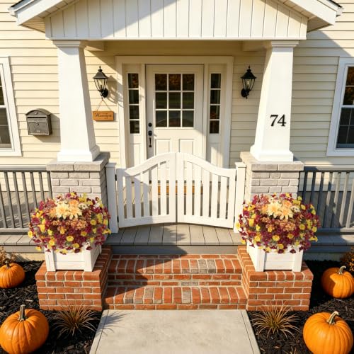 Hrobek Fall Artificial Mums Flowers for Outdoor UV Resistant Fake Plants - color: Orange Yellow Brown