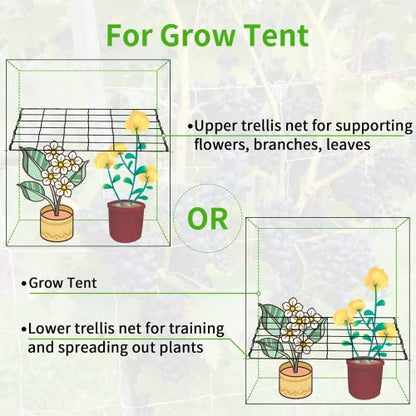 iPower 3x3FT Elastic Trellis Netting, Heavy-Duty Plant Net with Hooks, Flexible Hydroponics Support for Indoor Plants, Gardening, Vegetables, Black