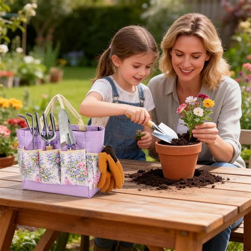 Garden Tool Set, 10 PCS Gardening Tools/Kit for Women,Gardener Gift - color: Purple