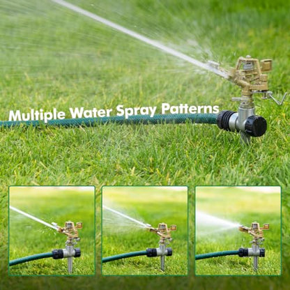 RESTMO 2 Pack All-Metal Impact Sprinkler Head on Sturdy Spike Base,Silver - color: Silver