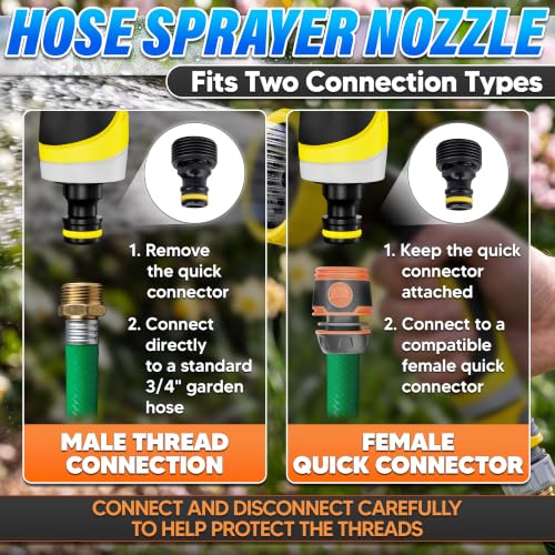 Garden Hose Nozzle, 10 Spray Patterns, Thumb Flow Control, Yellow - color: Yellow