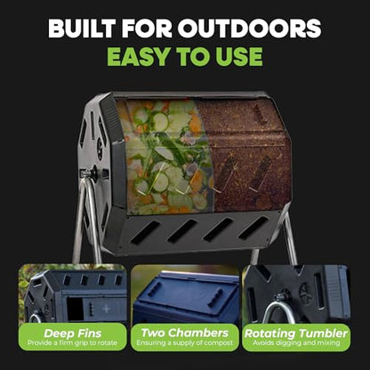 FCMP Outdoor Heavy Duty 37 Gallon 8 Sided Steel Composter, Black - size: 37 gallon