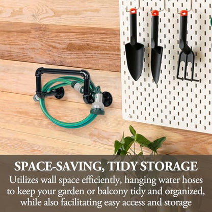 MyGift Wall Mounted Black Metal Garden Hose Holder with Pipe Design - color: Single Pipe