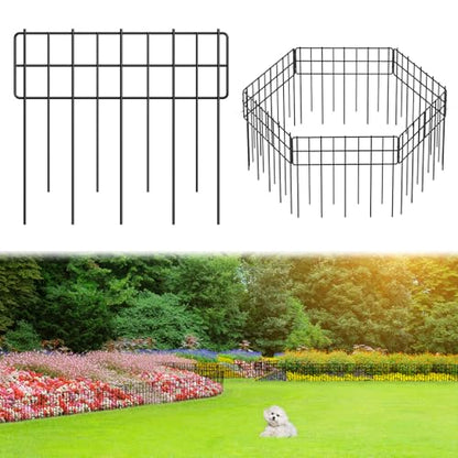 Garden Fence 6.5 FT x 12" H, Decorative Metal Border for Flower Beds - size: 6 Square Panels-6.5ft(L)x13"(W)