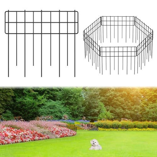 Garden Fence 6.5 FT x 12" H, Decorative Metal Border for Flower Beds - size: 6 Square Panels-6.5ft(L)x13"(W)