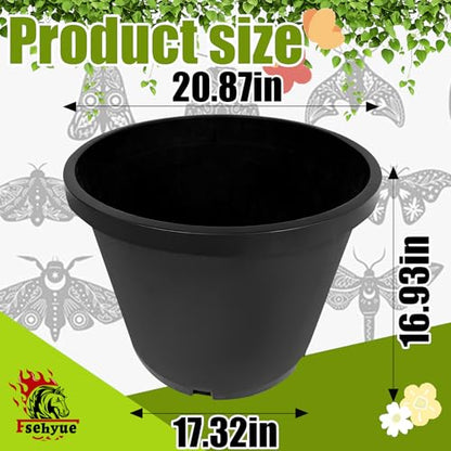 20 Gallon Nursery Pots Plastic Container Injection Molded Pot for Plants Flexible with Drainage Holes Suitable for Plants Soil Growers or Hydroponics Black 5 Pcs - size: 20 Gallon