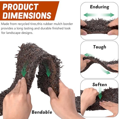 140" x 5.5" Recycled Rubber Mulch Mat Roll for Landscaping, Mulch Barrier