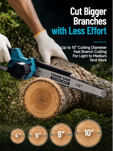 10'' Electric Pole Saws, 2-in-1 Mini Chainsaw for Tree Trimming - color: Blue, size: 10inch