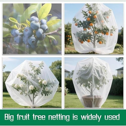 Drawstring & Zipper Fruit Tree Netting Cover - (4 Pack 8×6.6FT) - Reusable Bird Netting for Blueberry Bushes, Anti-Cicada/Deer/Squirrel Large Plant Protection Net - size: 8×6.6 ft