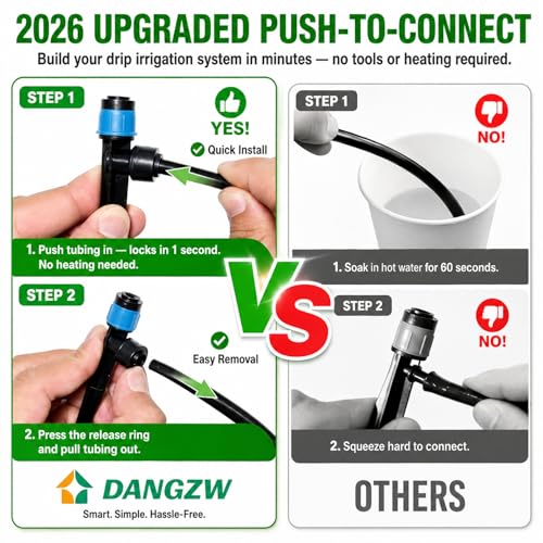 300FT Drip Irrigation System Kit, Quick Push-to-Connect Auto Garden Watering Irrigation System with 70FT 1/2'' & 230FT 1/4'' Tubing, Adjustable Dripper Sprayers for Raised Bed, Lawn, Greenhouse - size: 300FT