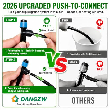 300FT Drip Irrigation System Kit, Quick Push-to-Connect Auto Garden Watering Irrigation System with 70FT 1/2'' & 230FT 1/4'' Tubing, Adjustable Dripper Sprayers for Raised Bed, Lawn, Greenhouse - size: 300FT