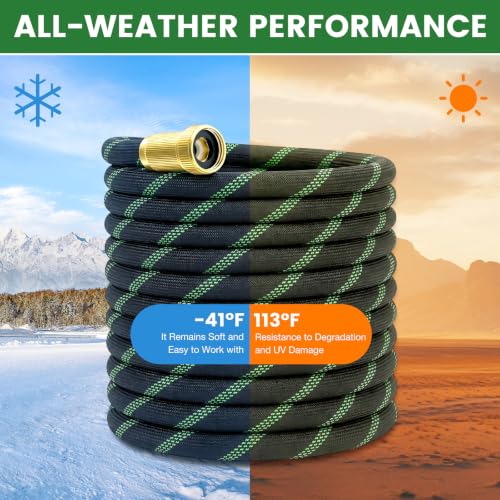 Garden Hose 25ft, Non-Expandable Flexible TPE Tube Water Hose - color: Black and Green, size: 25ft