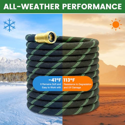 Garden Hose 25ft, Non-Expandable Flexible TPE Tube Water Hose - color: Black and Green, size: 25ft