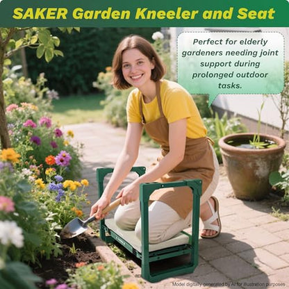 Saker Garden Kneeler and Seat Foldable Gardening Stool with Extendable Legs - size: Basic version