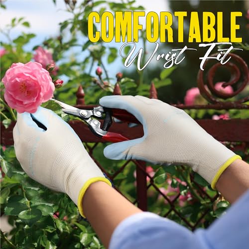 HANDLANDY 2/3/6 Pairs Womens Gardening Gloves, Garden Gloves for Women - color: White (3 Pairs), size: Small