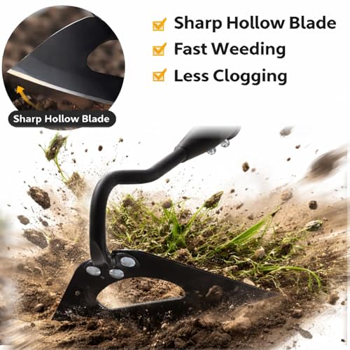 Hollow Garden Hoe - Heavy Duty Triangle Weed Hoes for Gardening,68" Adjustable Long Handle, Sharp Blade Hand Weeding Tool for Vegetable Gardens, Flower Beds, Lawn Edges & Tight Spaces