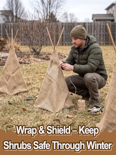 ANPHSIN 5ftx40in Natural Burlap Plant Covers Freeze Protection - size: 5ft