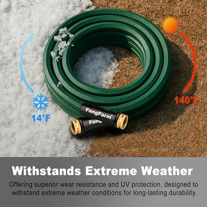 15FT Rubber Garden Hose, 5/8 in, 3/4 GHT Brass Fittings - size: 15FT