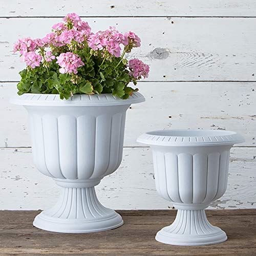 Classic Urn Planter, Stone, 14-Inch - color: Stone, size: 14 Inch