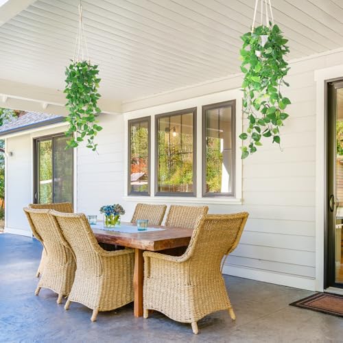 Artificial Hanging Plants with Boho Macrame Plant Hanger - Fake Ivy Vines in Pot for Wall, Bedroom Home Faux Greenery for Indoor Outdoor Decor (1 Pack)