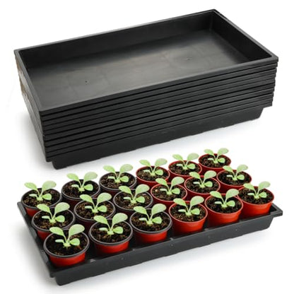 RooTrimmer 1020 Flat Seed Starter Trays 10 Pack, Plastic Nursery Pots Trays & Seeds Potting Plants Tray, Durable Carrying Seedling Starting Tray for Planting (Black) - color: Black, size: TP1020-10P