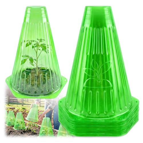 Pack 30 warmfarm Garden Cloches for Plants with Top Hole, 8.6" L x 7.8" Reusable Plant Bell Cover, Protection from Freezing Weather, Birds, and Snails for Garden