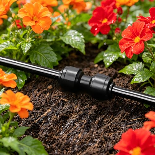 1/4 Inch Drip Irrigation Coupling Fittings, 22 Pieces Push-to-fit Coupling Connectors for 1/4" Irrigation Tubing Leak Free Drip Line Coupler Parts for Garden Lawn Irrigation System - size: 1/4" Push to Connect Coupling