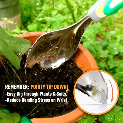 Jardineer 2 Pack Soil Scoops, Stainless Steel Garden Trowel Set - color: Yellow