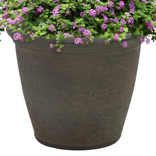 Sunnydaze Anjelica 15.25'' Large Plastic Planter Pot for Plants, Sable - color: Sable, size: 15.25 in