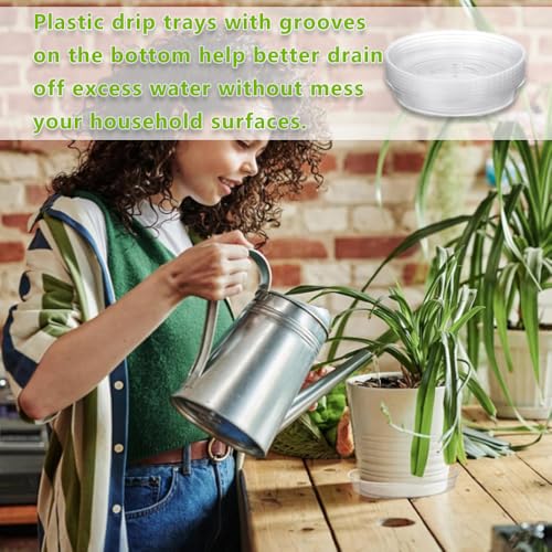 6 Pcs Plant Saucer, 10 Inch Plastic Plant Trays Flower Pot Saucers, Clear Plant Saucer Drip Trays for Indoor & Outdoor Plants, Round