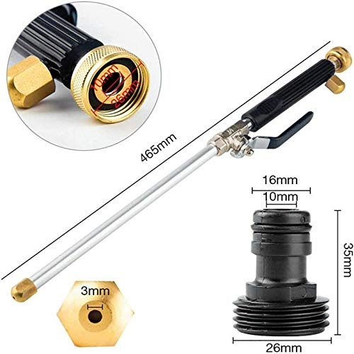 High Pressure Power Washer wand, Hydro Jet Water Hose Nozzle,Watering Sprayer Cleaning Tool, Wand Lance for Gutter Patio Car Pet Window Glass Black - color: Black