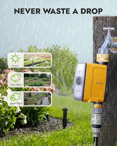 RAINPOINT WiFi Water Timer, Smart Sprinkler System Valve With APP & Voice Control, Weather-Based Automatic Rain Delay, Brass Inlet & Outlet (No WiFi Hub) - style: Timer without WiFi hub