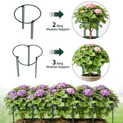 AMAGABELI Garden & Home 12 Pack Plant Support Stakes 10" W x 24" H Heavy Duty Half Round Peony Cage Metal Garden Support Structures Plant Cage with Ties for Indoor Flower Tomato Hydrangea Monstera