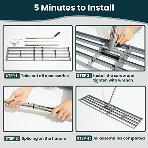 Lawn Leveling Rake 45" 6.5ft Lawn Leveler Ground Full Stainless Steel Leveling Landscape Rake Topdressing Spreader Levelawn Tool for Backyard, Garden, Golf Couse, Farm, Pasture - size: 45x10inch-6.5FT