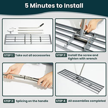 Lawn Leveling Rake 45" 6.5ft Lawn Leveler Ground Full Stainless Steel Leveling Landscape Rake Topdressing Spreader Levelawn Tool for Backyard, Garden, Golf Couse, Farm, Pasture - size: 45x10inch-6.5FT