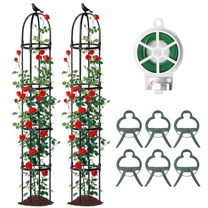 2 Pcs 6.2FT Garden Obelisk Trellis Climbing Plant Support - size: 6.2FT(2Pcs)