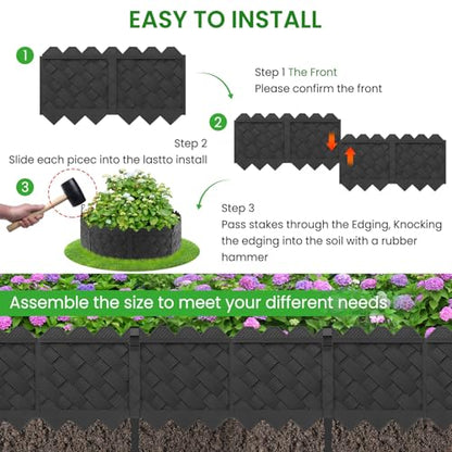 30 Pack Flower Bed Edging Borders, Landscape Edging with Stakes, 5" X 30ft