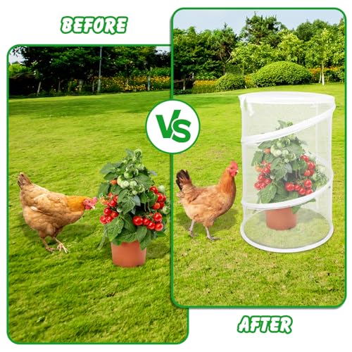 4 Pcs Pop Up Mesh Plant Cover Net 19”x 14” Foldable Tent Protectors - color: White