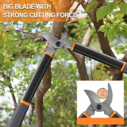 18" Bypass Loppers for Gardening,Tree Trimmer with 1.5" Cutting Capacity - size: 18''