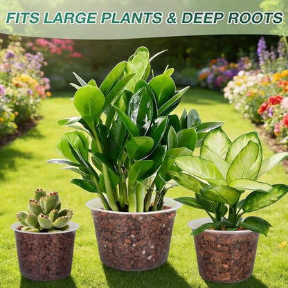 12 Inch Clear Nursery Pots with Drainage Holes, 4 Pack Flexible Large Plant Pots for Plants, Plastic Clear Nursery Pots for Seedling, Shrubs, Herbs, Flowers, Vegetables - size: 12 Inch