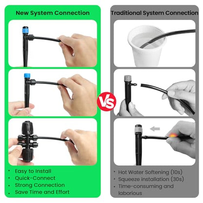 MIXC Drip Irrigation System,Quick Connector Garden Watering System Automatic Sprinkler System Kit for Lawn Raised Bed Greenhouse Plant Watering System (16FT Main Tube+ 79FT 1/4'' Tube) - size: 16FT Main tube+ 79FT 1/4'' tube