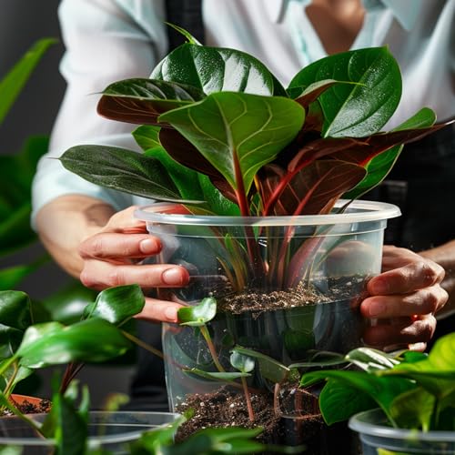 OUPSAUI 36 Pack 7/6/5/3.5 Inch Clear Nursery Pots with Drainage, Clear Pots for Plants, Flexible Plastic Seed Starting Pot