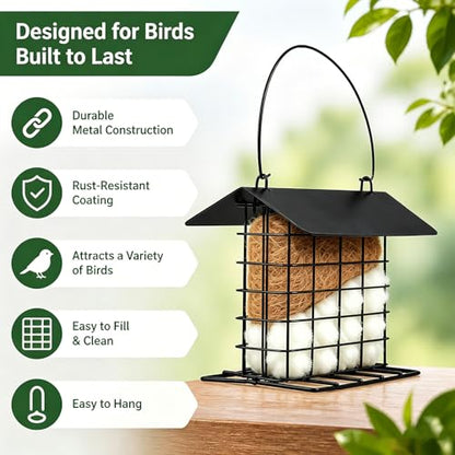 Bird Nesting Material Holder with Weatherproof Roof, Refillable Hummingbird Nesting Material Station for Outdoor Wild Birds, Garden Decoration, Ideal Gifts for Bird and Nature Lovers