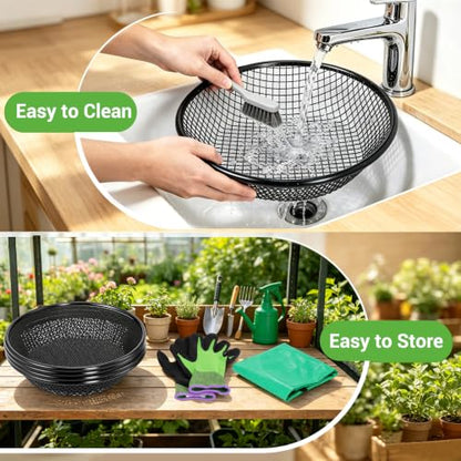 4PCS Soil Sifter for Gardening, Dirt Sifters Fit 5 Gallon Bucket