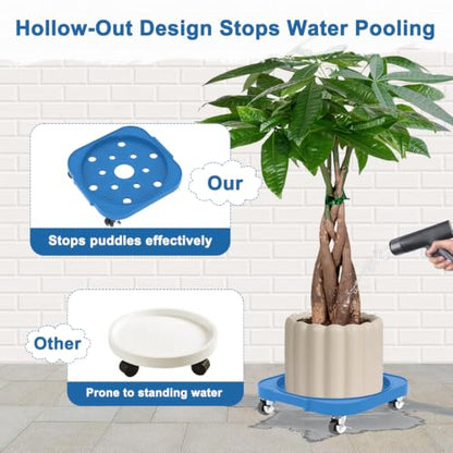 2 Pack 11'' Heavy Duty Rolling Plant Caddy with Wheels, Blue - color: Blue