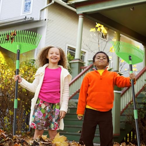 Plastic Leaf Rake - Upgraded Anti-Break Nylon Head,65" Adjustable Outdoor Yard Rakes for Leaves,Grass,Pine Needle,Mulch,Gentle On Lawn Garden - Lightweight for Women,Seniors & Kids,Childs - size: 65''