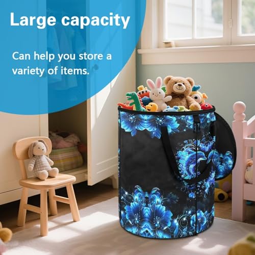 BIGCARJOB Dolphin Couple Outdoor Trash Can with Lid, Folding Trash Can Collapsible Pop Up Garbage Bin Waste Basket Holder for Travelers Camper Trailer - color: Dolphin Couple