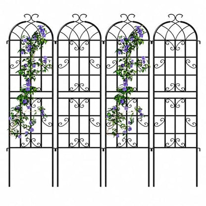 4-Pack 71" Black Metal Garden Trellises with Butterfly Design - color: 4 Pack 71"- Butterfly Scrollwork